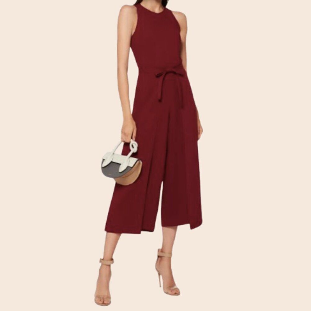 Joie Mairead Maroon Wide-Leg Jumpsuit Size 2